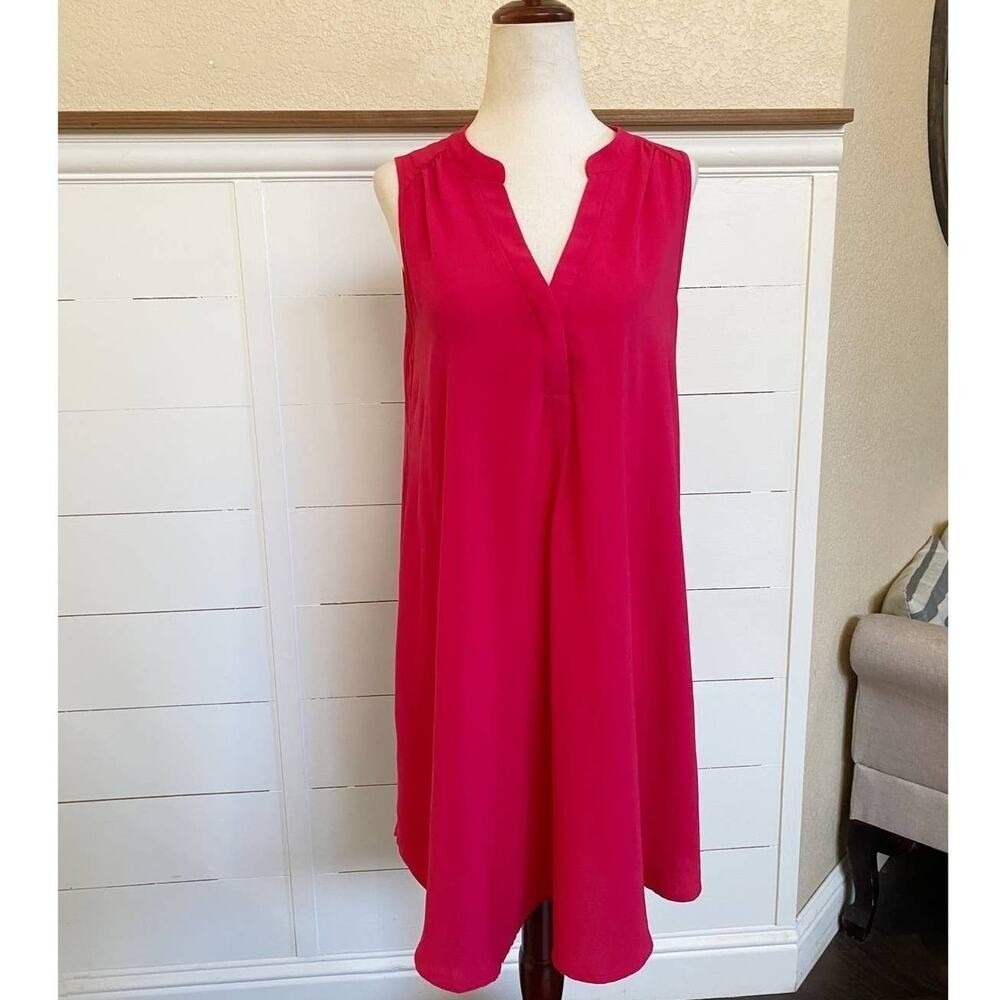 Lush Womens Fuchsia Pink Sleeveless V-Neck Shift Dress DR93500-003 Medium